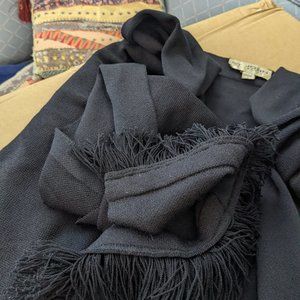 St. John Collection knitwear cape wrap deep NAVY blue vintage 44" long